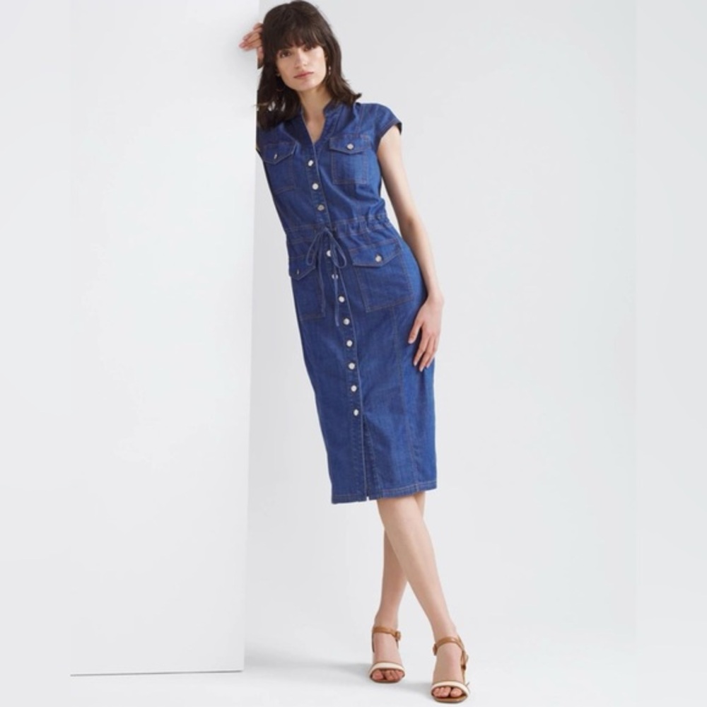 WHBM White House Black Market Button-Down Midi Dress